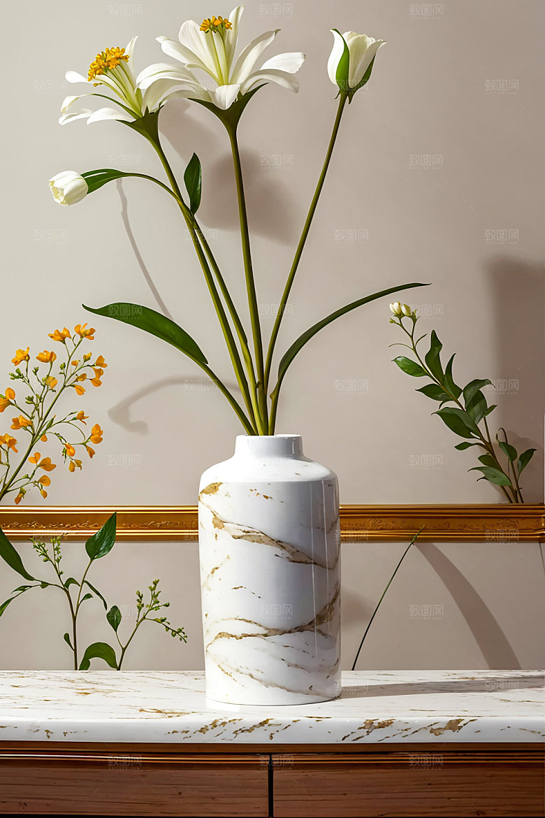 家居花瓶装饰氛围感摄影图