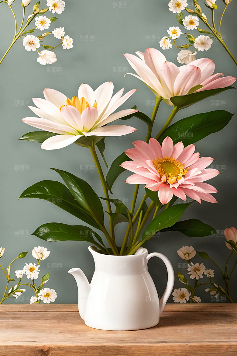 家居花瓶插画室内摄影图