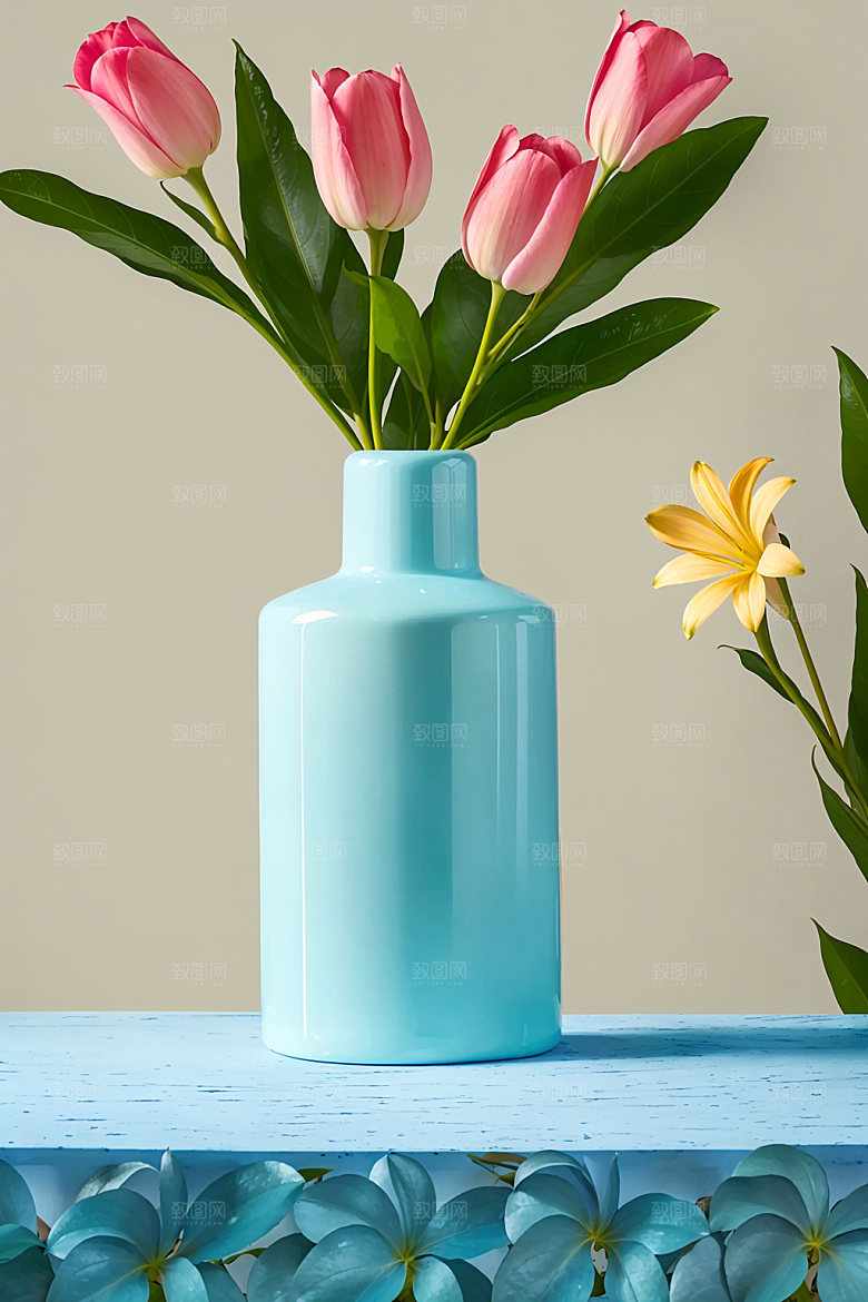 家居花瓶插画氛围感摄影图