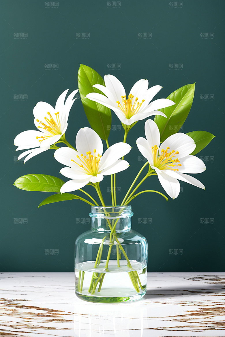 家居花瓶软装鲜切花摄影图
