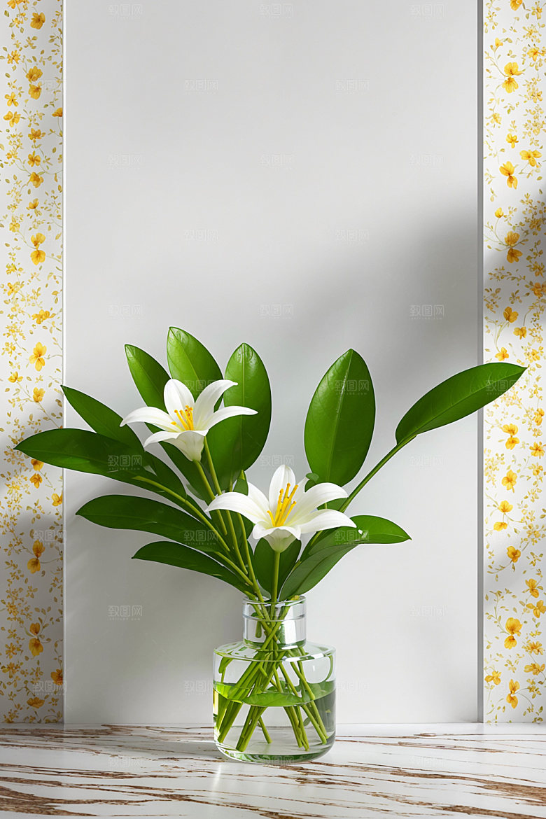 家居花瓶鲜切花高清摄影图