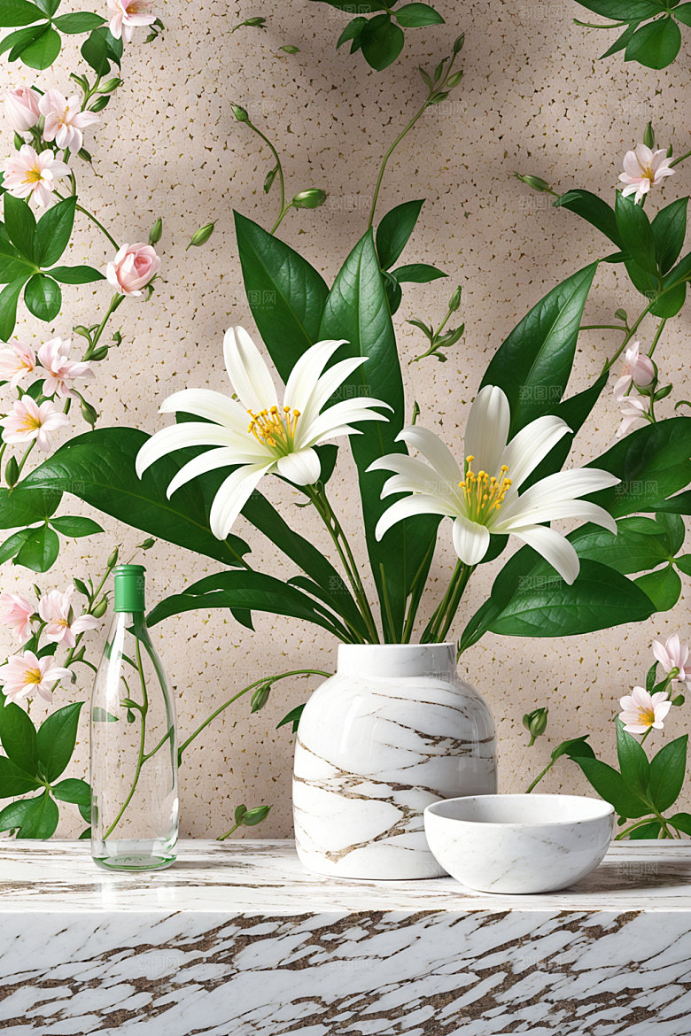 家居花瓶插画室内摄影图