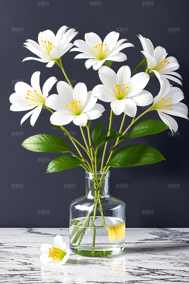 家居花瓶氛围感鲜切花摄影图