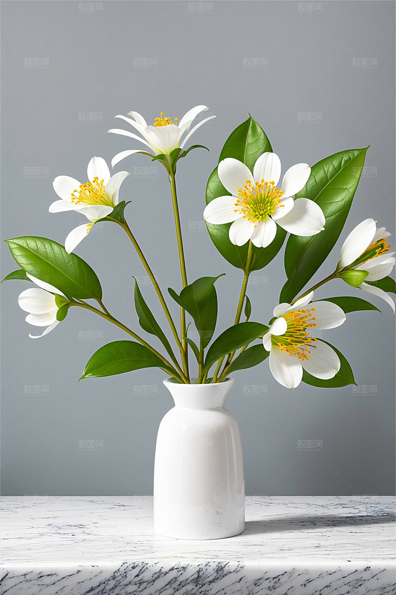家居花瓶布置插画摄影图