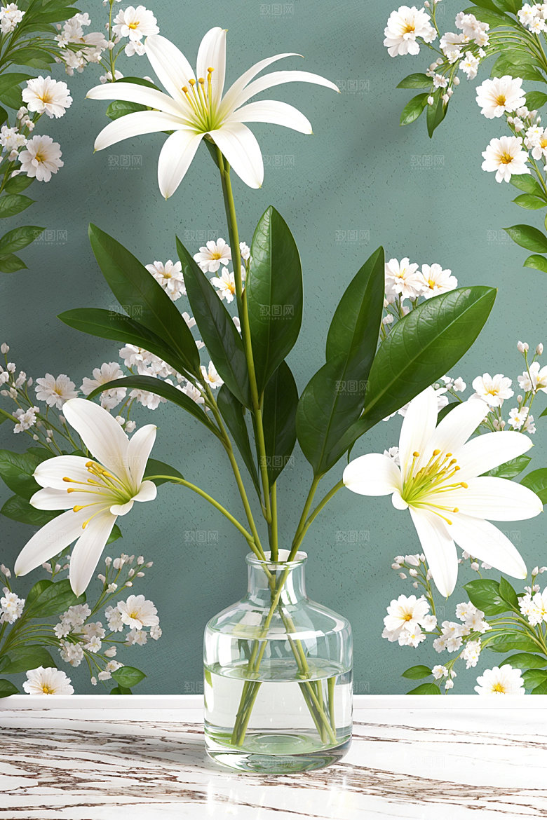 家居花瓶插画雅致摄影图