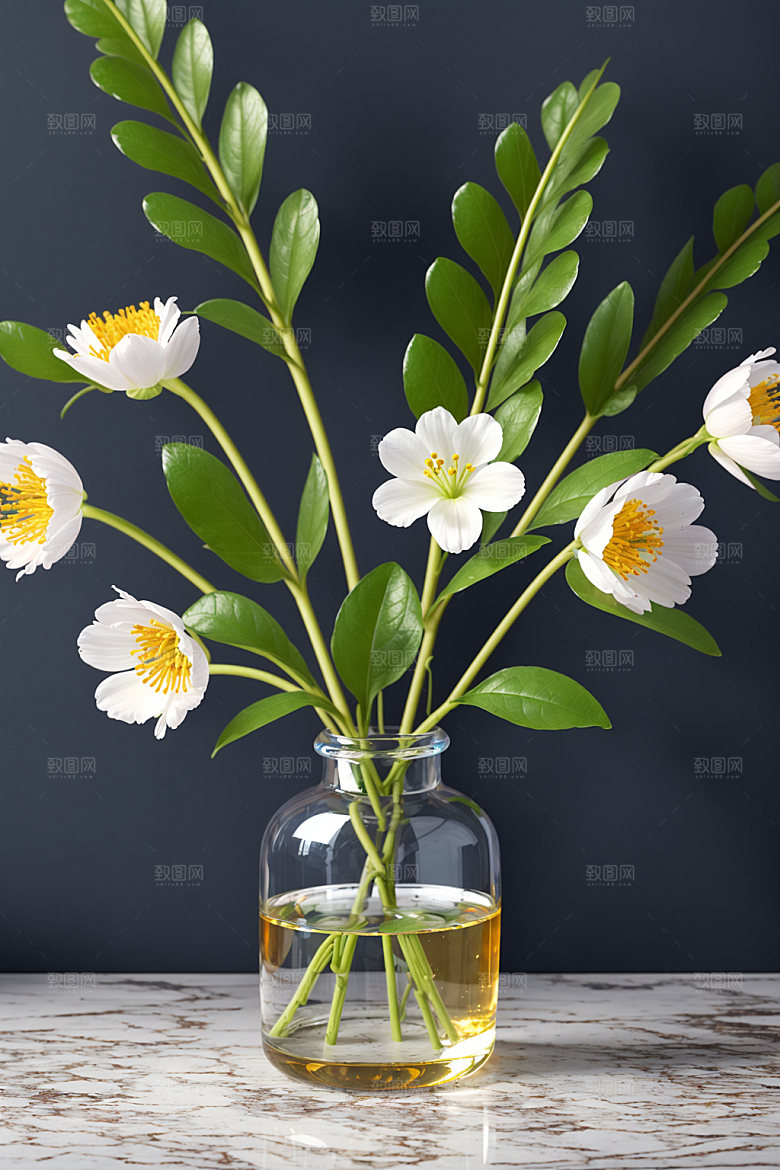 家居花瓶鲜切花室内摄影图