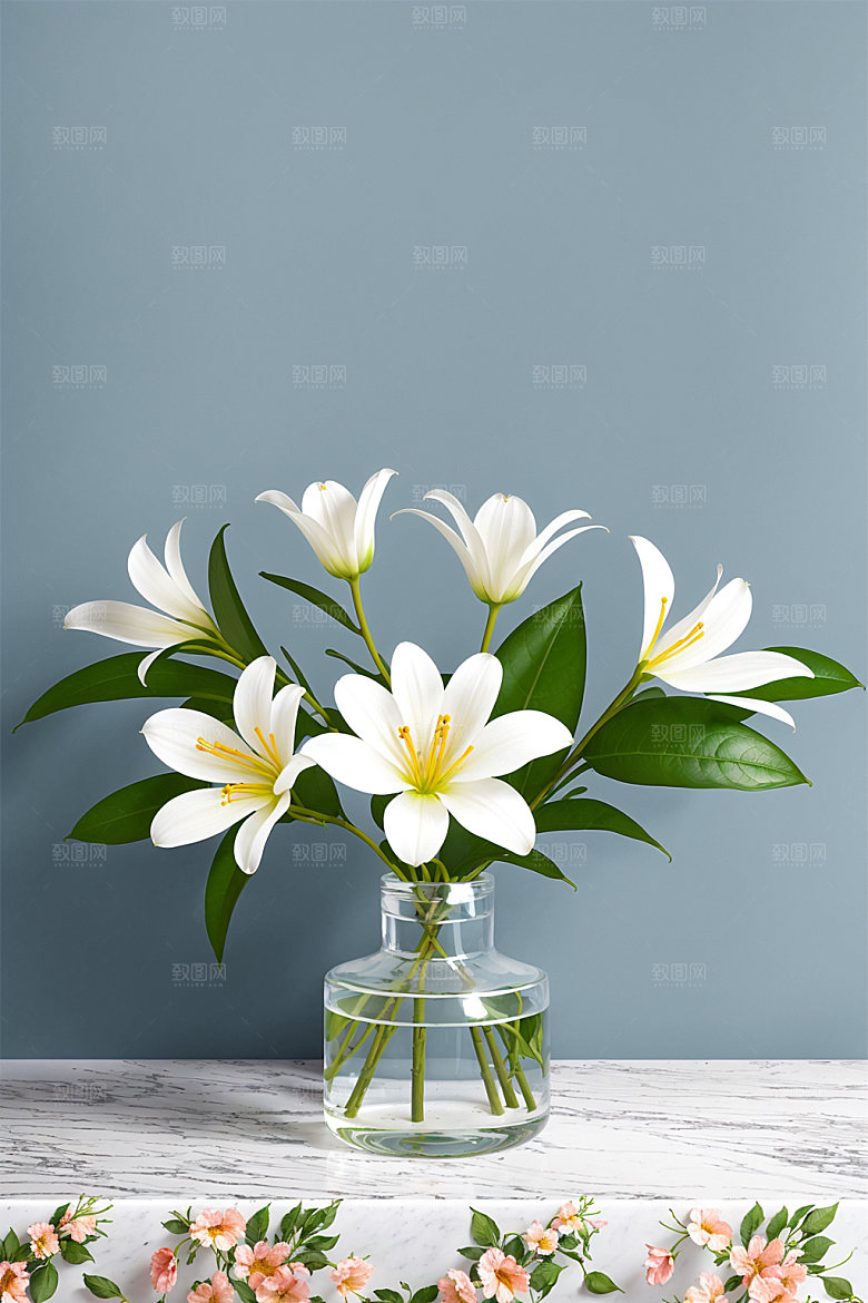 家居花瓶插画布置摄影图