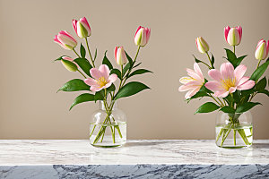 家居花瓶鲜切花氛围感摄影图