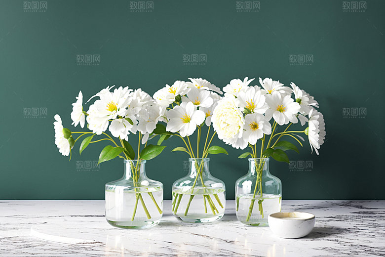 家居花瓶插画布置摄影图