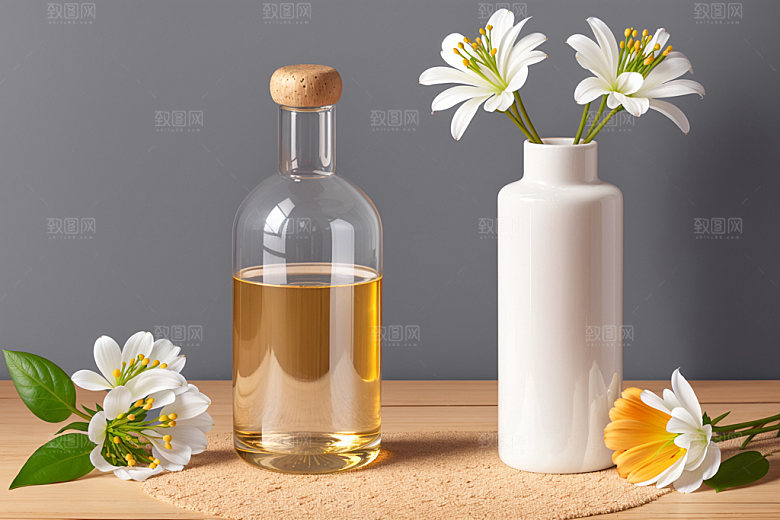 家居花瓶鲜切花雅致摄影图