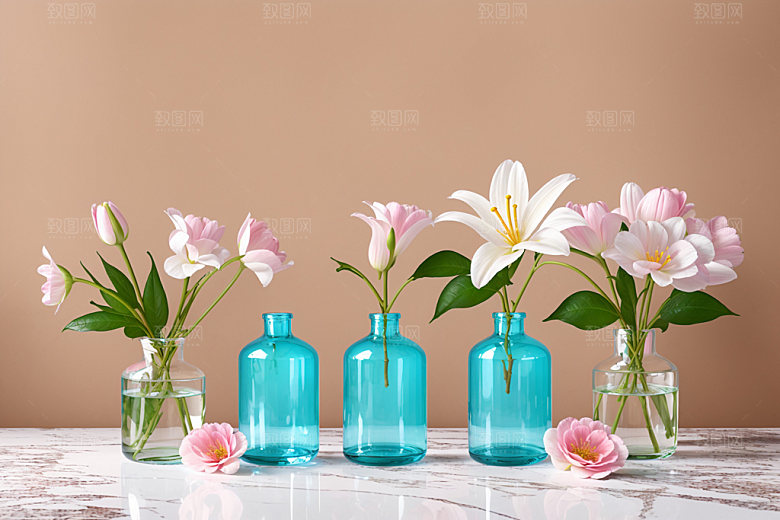 家居花瓶布置插画摄影图