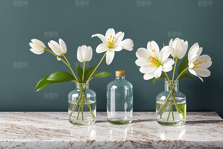 家居花瓶布置插画摄影图