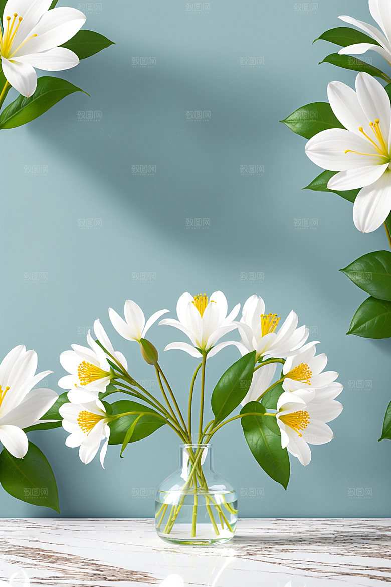 家居花瓶鲜切花氛围感摄影图