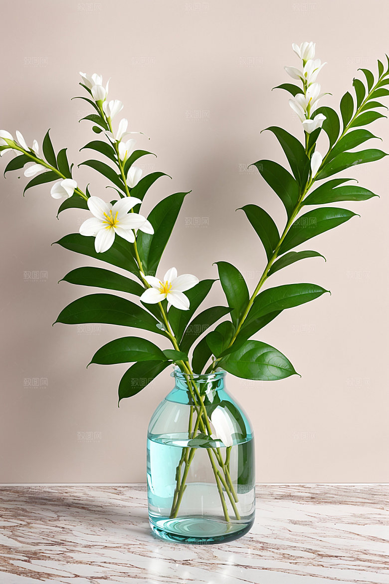 家居花瓶鲜切花装饰摄影图