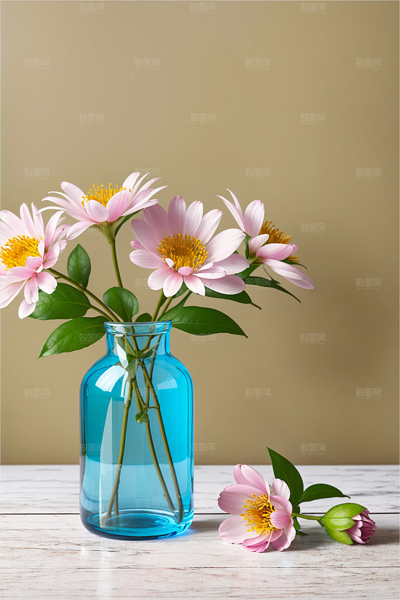 家居花瓶插画装饰摄影图