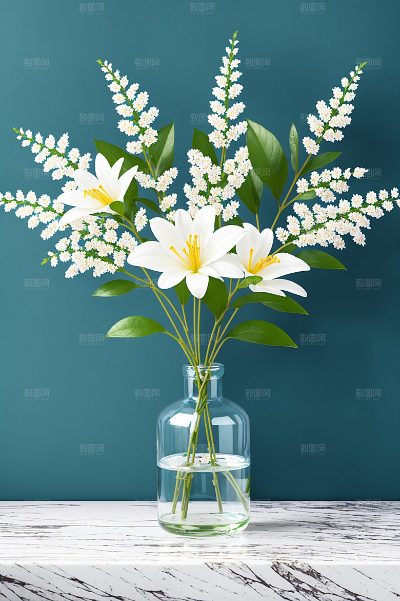 家居花瓶鲜切花雅致摄影图