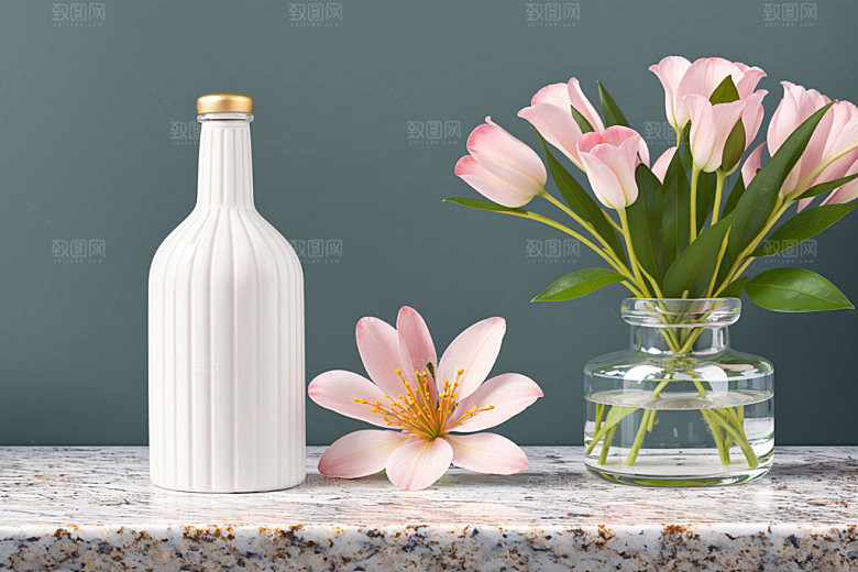 家居花瓶氛围感插画摄影图
