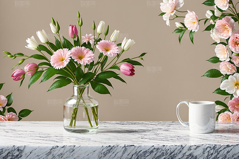 家居花瓶雅致插画摄影图