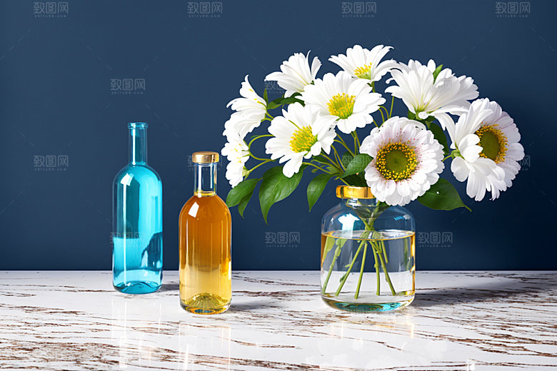 家居花瓶高清鲜切花摄影图