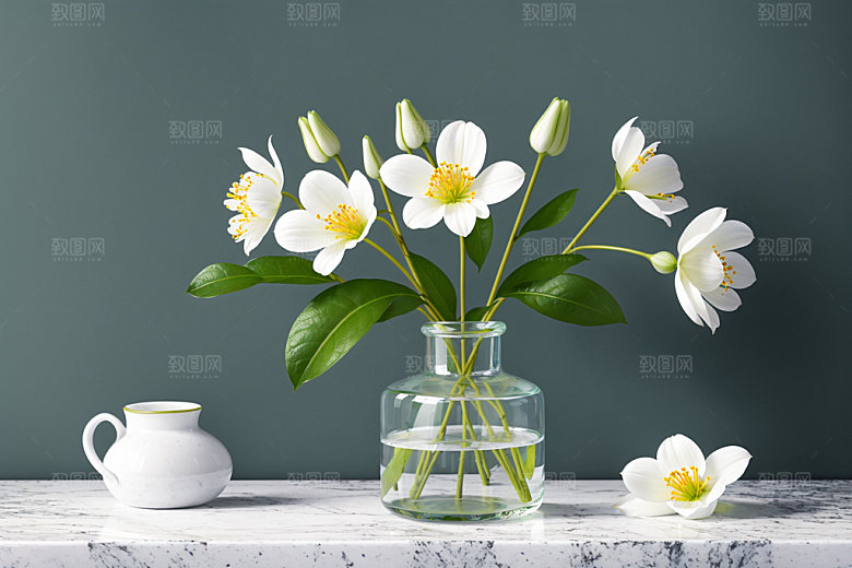 家居花瓶高清鲜切花摄影图