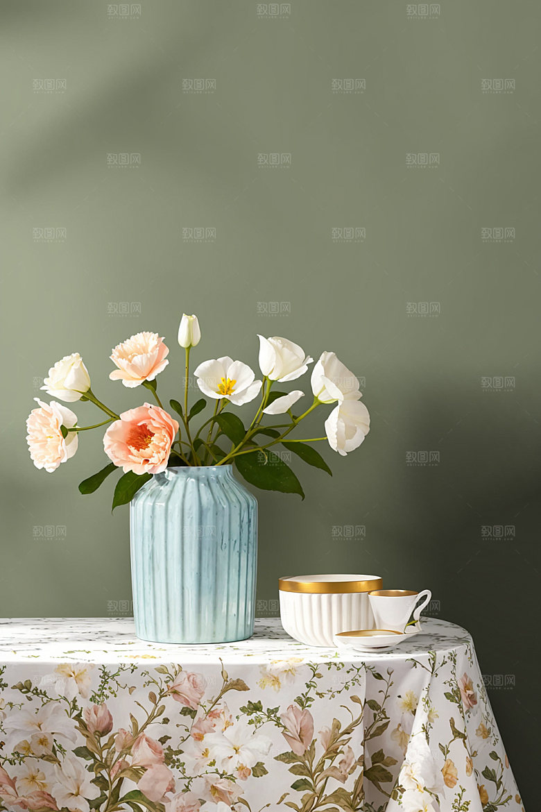 家居花瓶雅致插画摄影图