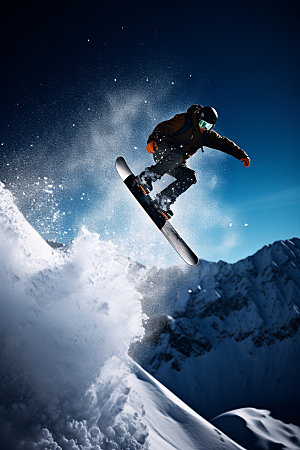 冬季滑雪极限运动单板滑雪矢量素材