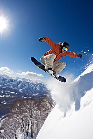 冬季滑雪户外单板滑雪矢量素材