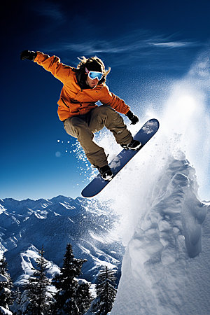 冬季滑雪单板滑雪极限运动矢量素材