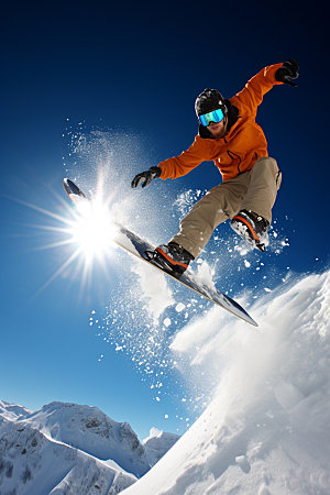 冬季滑雪人物摄影空中起跳矢量素材