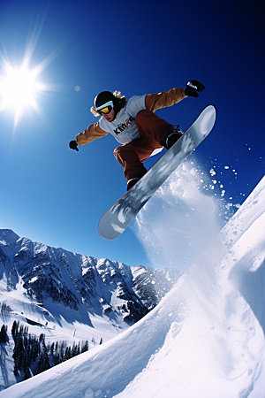 冬季滑雪空中起跳单板滑雪矢量素材