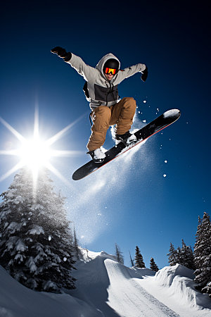 冬季滑雪极限运动人物摄影矢量素材