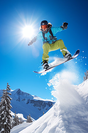 冬季滑雪极限运动单板滑雪矢量素材