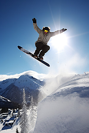 冬季滑雪户外单板滑雪矢量素材