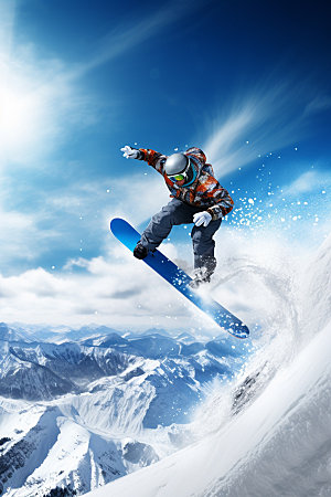 冬季滑雪空中起跳单板滑雪矢量素材