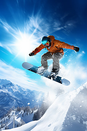 冬季滑雪单板滑雪空中起跳矢量素材