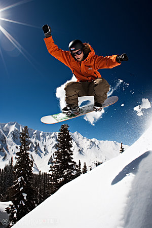 冬季滑雪空中起跳极限运动矢量素材