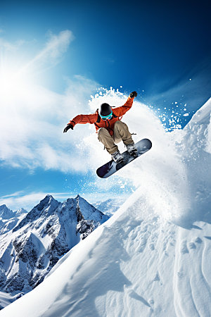 冬季滑雪户外空中起跳矢量素材