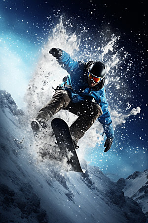 冬季滑雪空中起跳人物摄影矢量素材