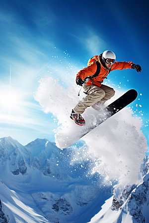 冬季滑雪空中起跳户外矢量素材