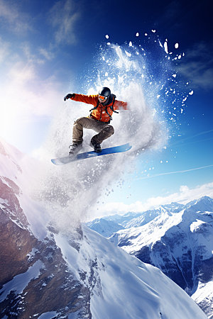 冬季滑雪空中起跳户外矢量素材
