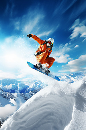 冬季滑雪空中起跳极限运动矢量素材