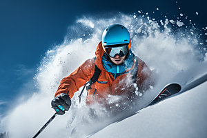 冬季滑雪极限运动人物组合矢量摄影图