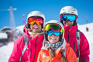冬季滑雪人物组合极限运动矢量摄影图
