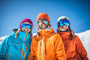 冬季滑雪人物组合极限运动矢量摄影图