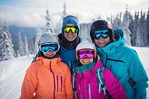冬季滑雪户外极限运动矢量摄影图