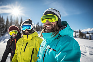 冬季滑雪极限运动户外矢量摄影图