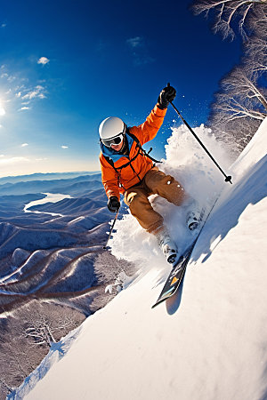 冬季滑雪双板滑雪户外矢量素材