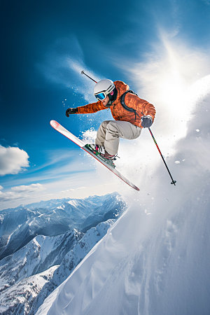冬季滑雪极限运动人物摄影矢量素材