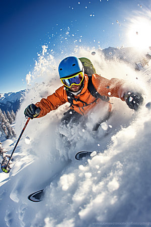 冬季滑雪户外双板滑雪矢量素材