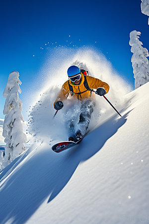冬季滑雪极限运动双板滑雪矢量素材